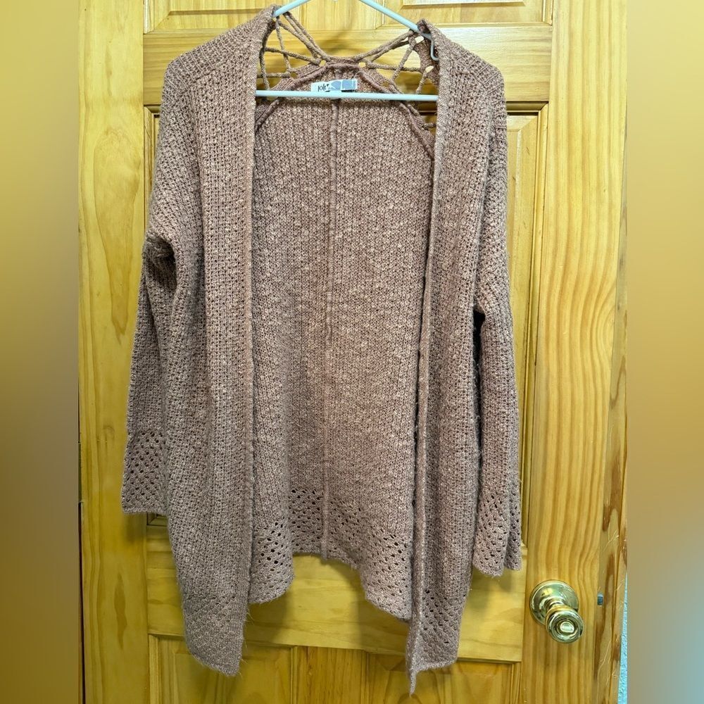 Jolt size M blush color blocks of open knit cardigan